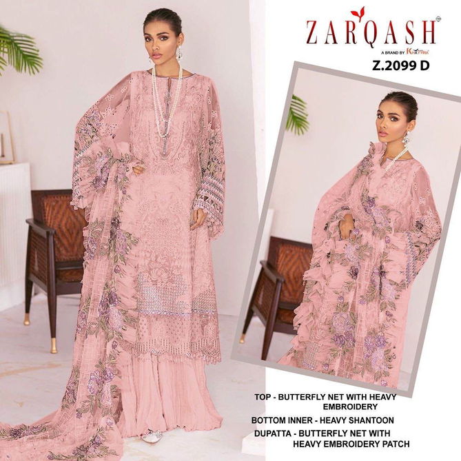 Zarqash  Z 2099 A To D Butterfly Net Pakistani Suits Wholesale Shop In Surat
